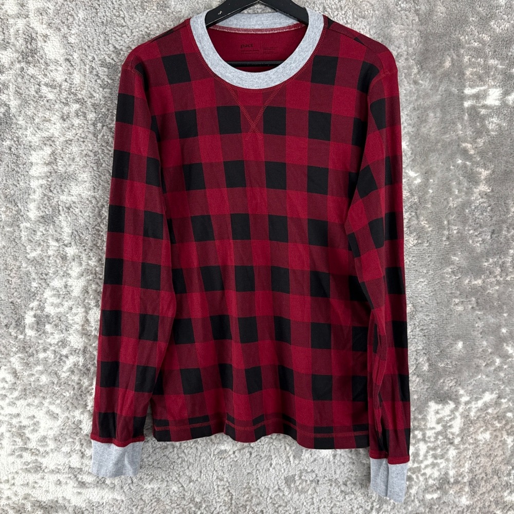 Pact Size M Buffalo Plaid Organic Cotton Pajama Set Red Black Long Sleeve Women